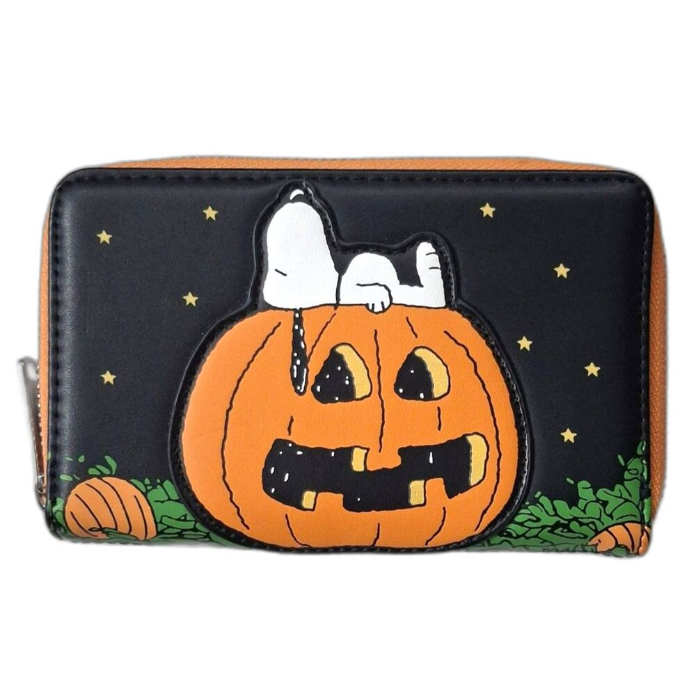 Loungefly Peanuts Great Pumpkin Snoopy Halloween Zip Around Wallet Fall Glows - Picture 2 of 14